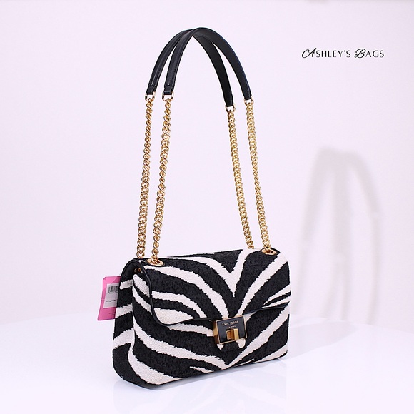 Kate Spade Evelyn Zebra Bouclé Jacquard Medium Convertible Shoulder Bag - Picture 2 of 11